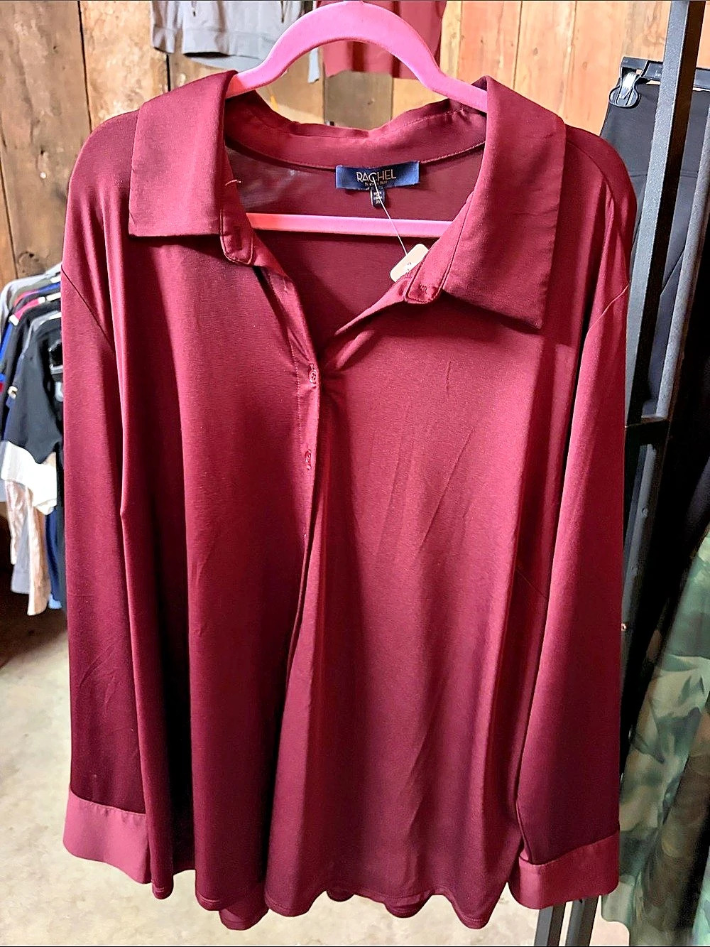 Rachel Roy Burgundy Collared Blouse Size 2X Like New